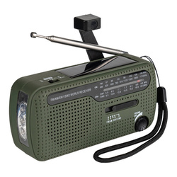 Fosco Industries - Überlebensradio mit Solarpanel und Kurbel - SW1/SW2/FM/AM - Grün - 464601