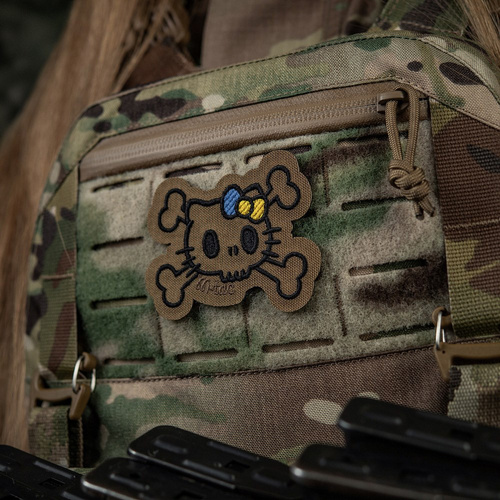 M-Tac - Kitty Outline Patch - Embroidery - Yellow and Blue Bow - Coyote - 51386205