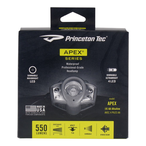 Princeton Tec - APEX Stirnlampe - 550 Lumen - Schwarz - APX550