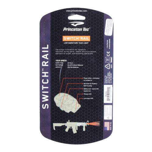 Princeton Tec - Latarka taktyczna Switch Rail - 10 lm - Tan - SR-1-TAN