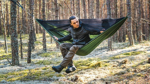 Lesovik - Hamak turystyczny DRAKA z moskitierą i zawieszeniem SNEKA - Treetop Green