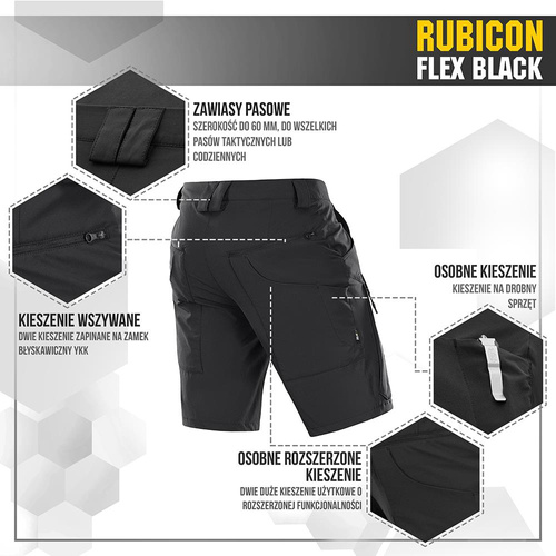 M-Tac - Tactical Shorts Rubicon Flex - 4-Way Stretch - YKK - Black - 20070002