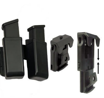 ESP - Ładownica na dwa magazynki 9 mm / .40 - Montaż zaciskany do pasa UBC-01 - Czarny - MH-MH-04 BK