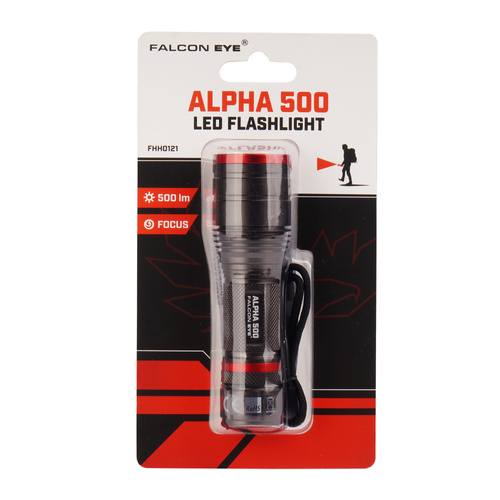 Falcon Eye - Latarka ręczna Alpha 500 - Strobe - Focus - 500 lm - Czarna - FHH0121