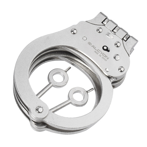Alcyon - Stahlhandschellen mit Scharnier - Doppelverriegelung - Silber - 5005-X