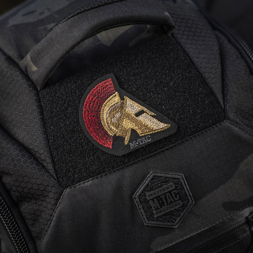 M-Tac - Naszywka Hełm Spartański - Haft - Cordura 500D - Złoty/Czerwony - 51333000