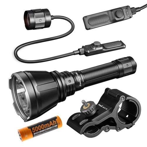 Fenix - Latarka LED HT18R z akumulatorem 5000 mAh - Zestaw - 2800 lm - Czarna - HT18R+ALG-18+AER-05