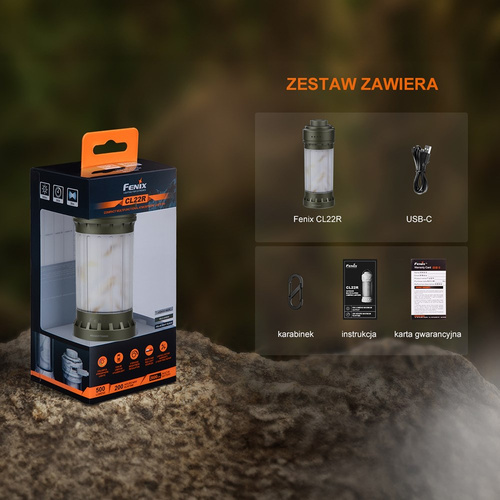 Fenix - Flashlight LED Camping CL22R - 500 Lumens - Wild Green - CL22R.14111