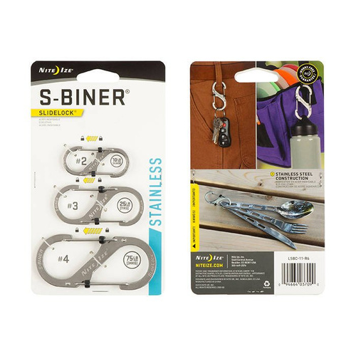Nite Ize - S-Biner SlideLock Set #2, #3, #4 - Stalowy - LSBC-11-R6