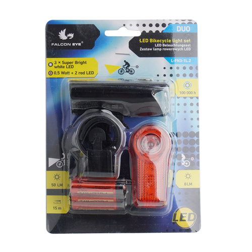 Falcon Eye - Zestaw lamp rowerowych DUO - 50 lm / 8 lm - L-FN3-1L.2