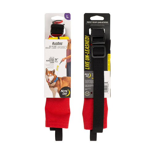 Nite Ize - Obroża dla psa ze smyczą RadDog All-In-One - L - Czerwona - RRLL-10-R3