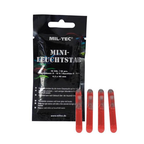 Mil-Tec - Lichtstab - Mini - 4,5 x 40 mm - 10 Stück - Rot - 14931510