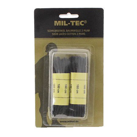 Mil-Tec - Schnürsenkel aus Baumwolle - 180 cm - Schwarz - 12911002