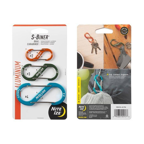 Nite Ize - S-Biner® Aluminium-Doppelkarabiner-Kombination - 3 Stück - SBA234-A2-R6