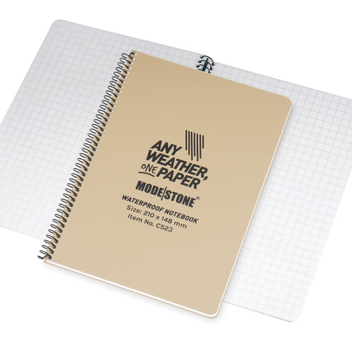 Modestone - Waterproof Notebook - 148 x 210 mm - 30 Sheets - Tan - C523 