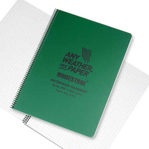 Modestone - Waterproof Notebook - 210 x 297 mm - 50 Sheets - Green - C43