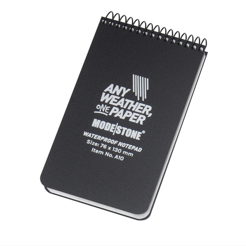 Modestone - Waterproof Notebook - 76 x 130 mm - 50 Sheets - Black - A10