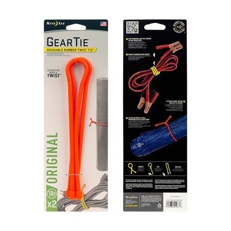 Nite Ize - Gear Tie® Reusable Rubber Twist Tie™ 18 in. - 2 pcs - Bright Orange - GT18-2PK-31