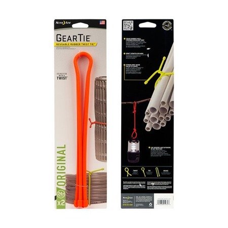 Nite Ize - Gear Tie® Reusable Rubber Twist Tie™ 24 in. - 2 pcs - Bright Orange - GT24-2PK-31