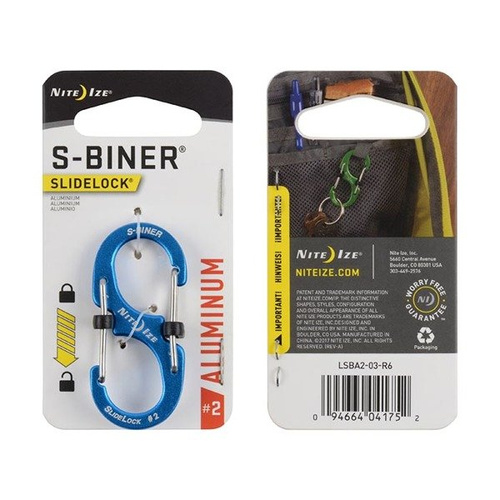 Nite Ize - Karabinek S-Biner® SlideLock® Aluminum #2 - Niebieski - LSBA2-03-R6