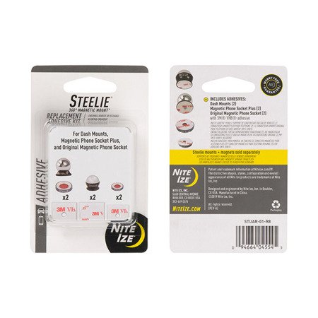 Nite Ize - Steelie® Universal Adhesive Replacement Kit for Dash Mount + Phone Socket - STUAR-01-R8 
